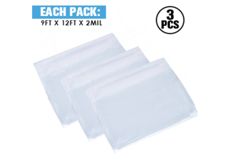 3 Pack Plastic Drop Cloth for Painting 2 mil